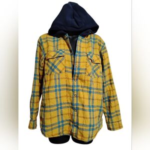 L.L.Bean Fleece-Lined Flannel Shirt, Hooded. Size Ladies Medium